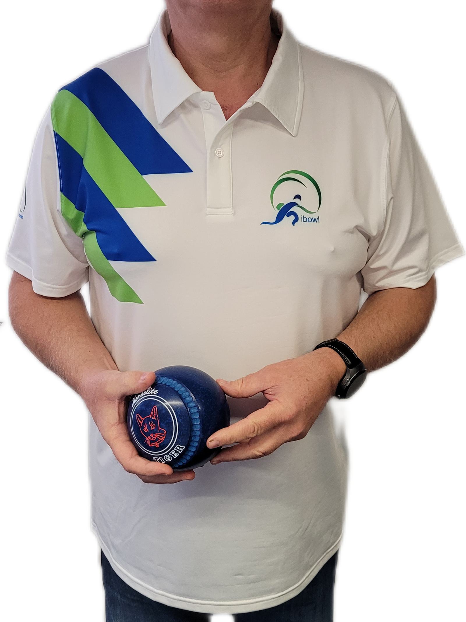 ibowl deluxe Polo Shirt White/Lime Green/Blue SAVE 10.00